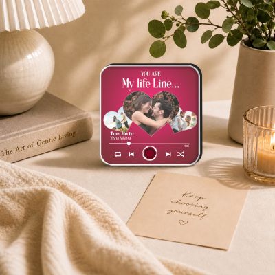Personalized You are My Life Line Musical Fridge Magnet Rechargeable with Type-C Charging Custom Photo & Audio Music Player Gift for Anniversary, Wedding, or Birthday